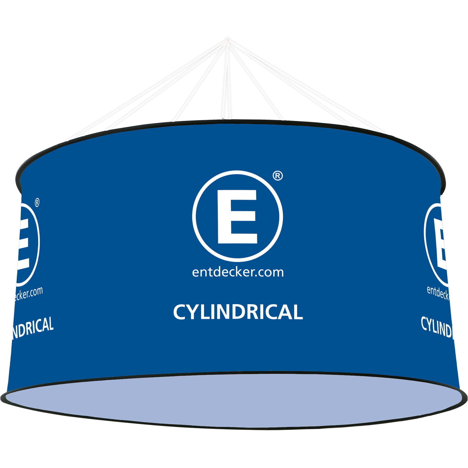 Deckenhänger Cylindrical Small Deckenhänger Cylindrical Small von ENTDECKER in Blau mit weißem Logo und Text CYLINDRICAL.
