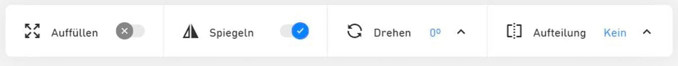 Spiegeln Screenshot im Uploader mit der Option "Layout spiegeln" aktiviert