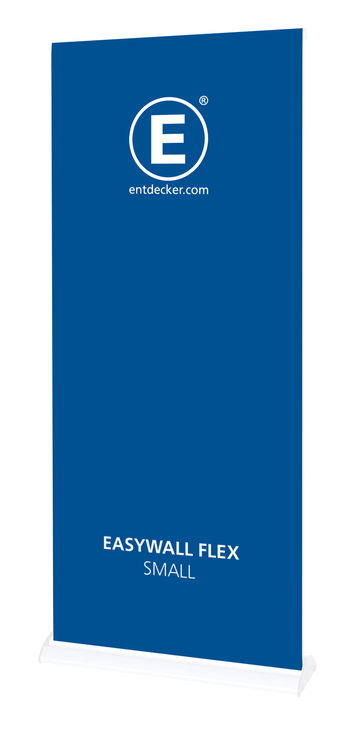 Easywall Flex Stoff Small einseitig Roll-up Banner Easywall Flex Small in Blau mit Logo von ENTDECKER.