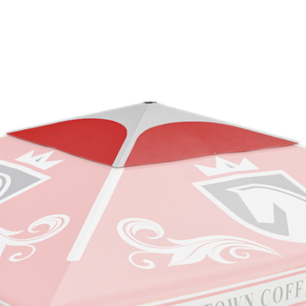 Sonnenschirm Expert Windhaube Sonnenschirm Expert Windhaube in Rot mit dekorativen Mustern und Logo.