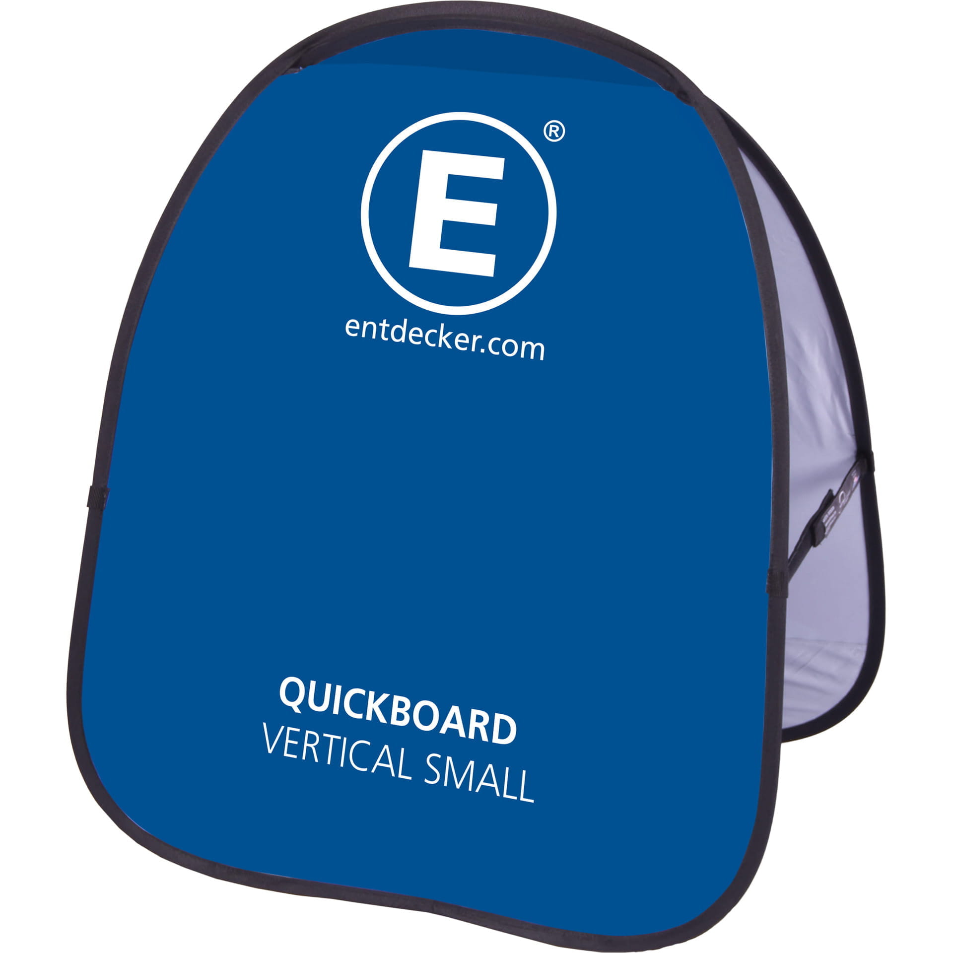 Quickboard Vertical Small Werbebande Quickboard Vertical Small von ENTDECKER, blau mit Logo und Text.