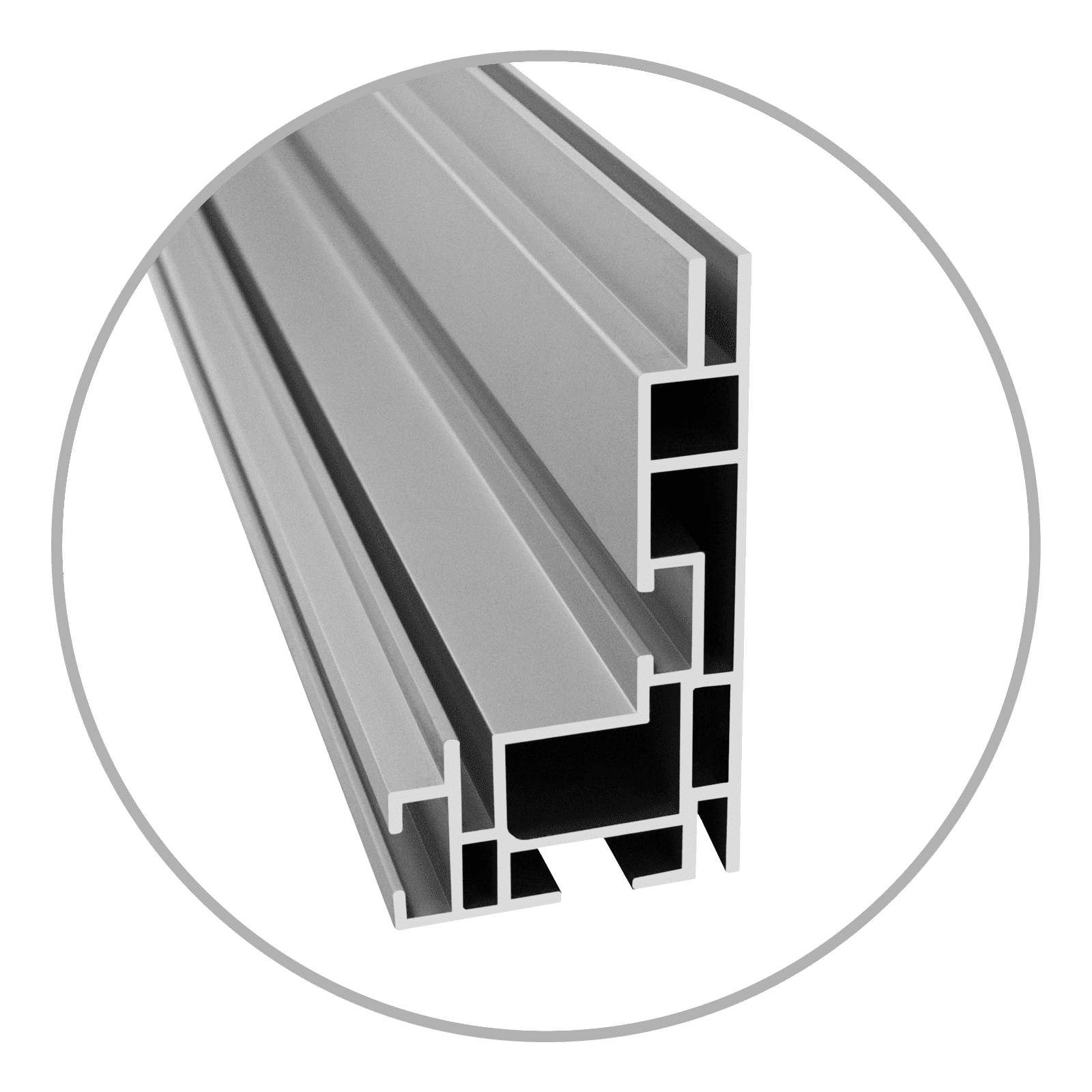 Easyframe Profil 90 Lightbox Silber Silbernes Aluminium-Profil des Produkts 'Easyframe Profil 90 Lightbox' mit sichtbarem Querschnitt.