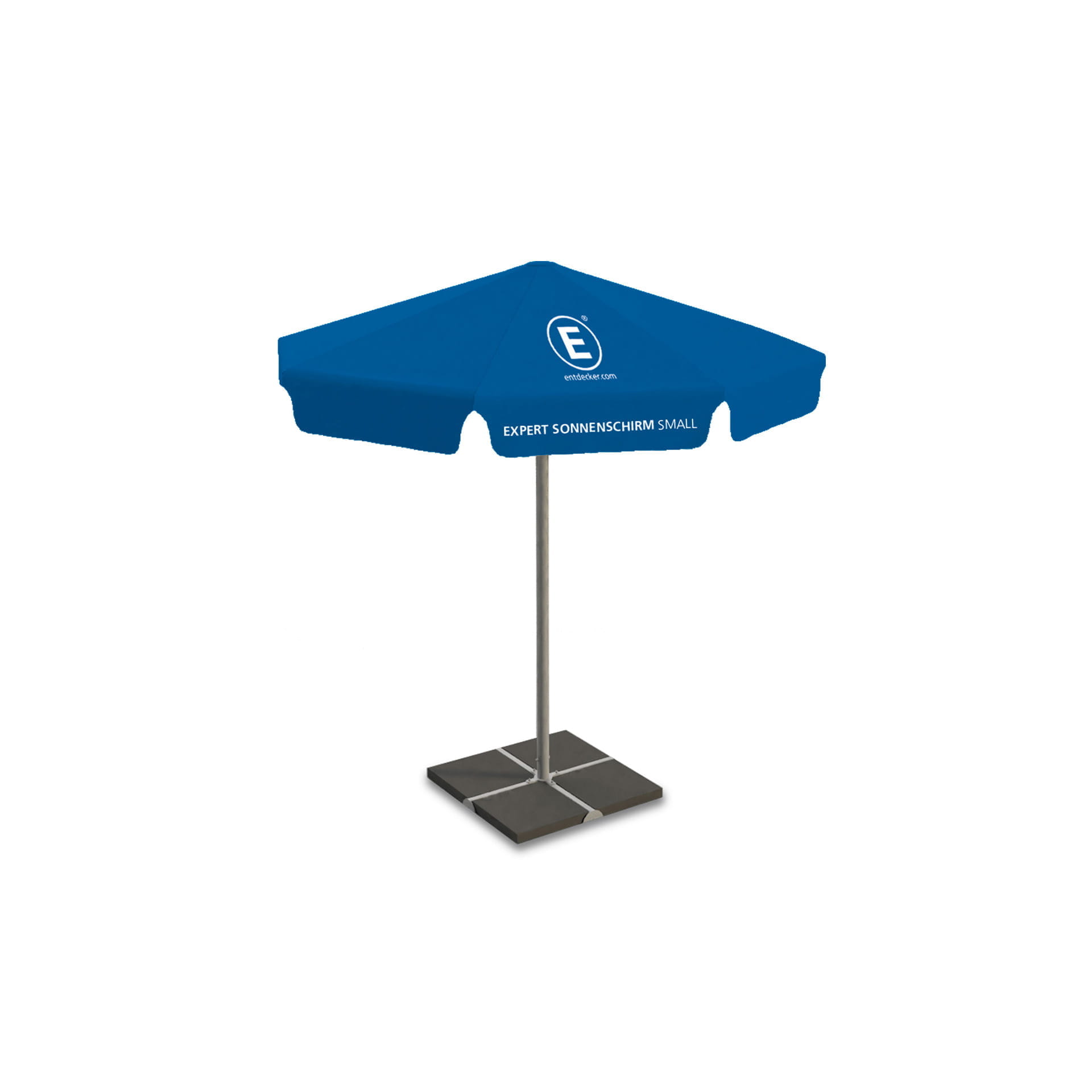 Sonnenschirm Expert Knights Sonnenschirm Expert Knights vor dem Knights Town Coffee, Gäste sitzen an Tischen im Freien.