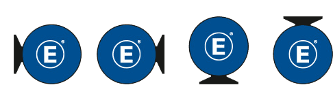 Werbebande Easy Disc Flex Variationen Variationen des Werbedisplays Easydisc Flex von ENTDECKER, dargestellt in vier unterschiedlichen Formen.