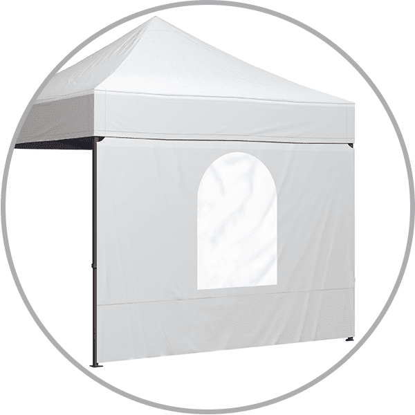 Faltzelt Wand 1 Fenster Faltzelt Wand 1 Fenster von ENTDECKER, weiße Wand mit einem runden Fenster.