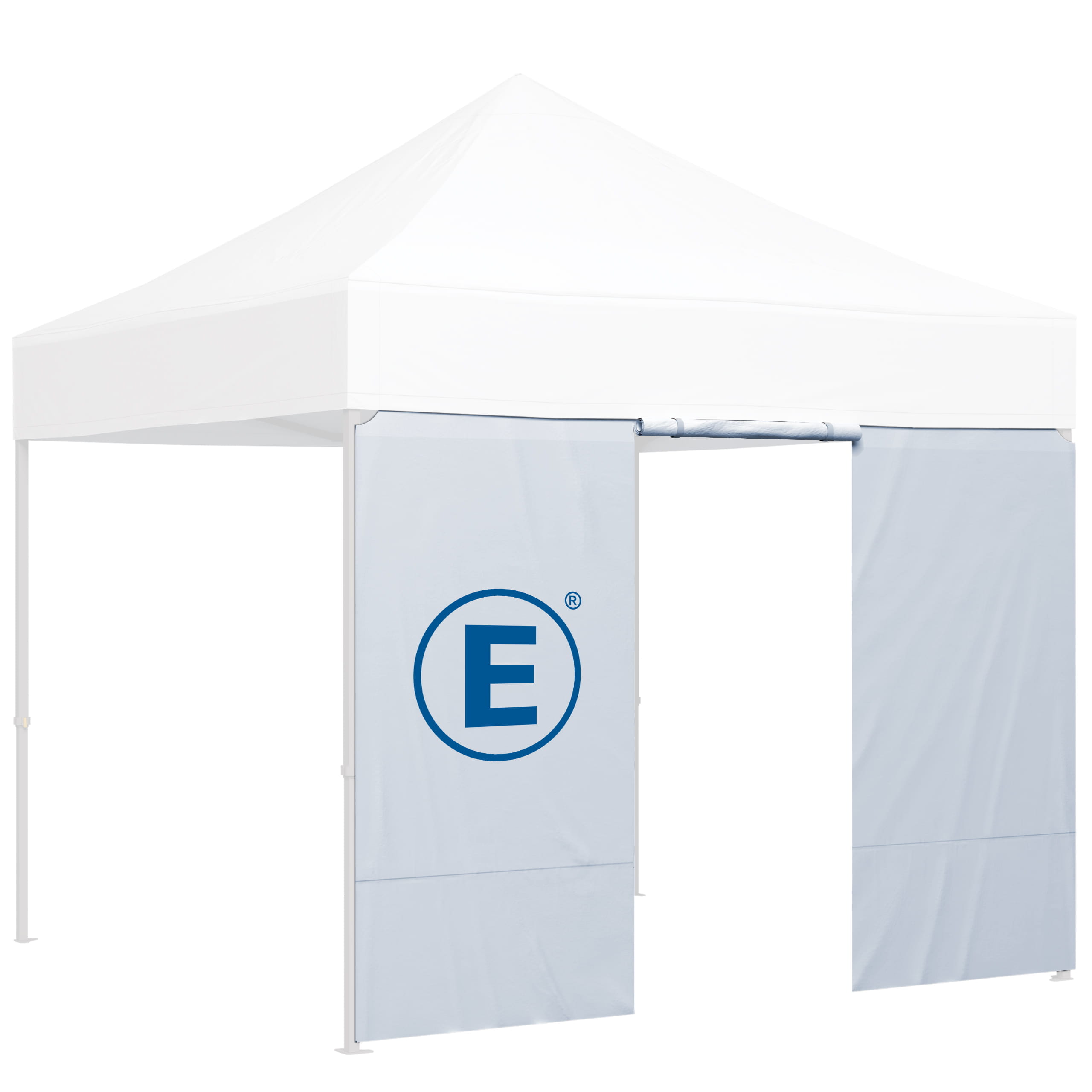 Zelt Wand mit Tür 3m B1 mit Volldruck Zeltwand mit Tür, 3m, B1, Volldruck, Marke ENTDECKER, in Weiß mit blauem Logo.