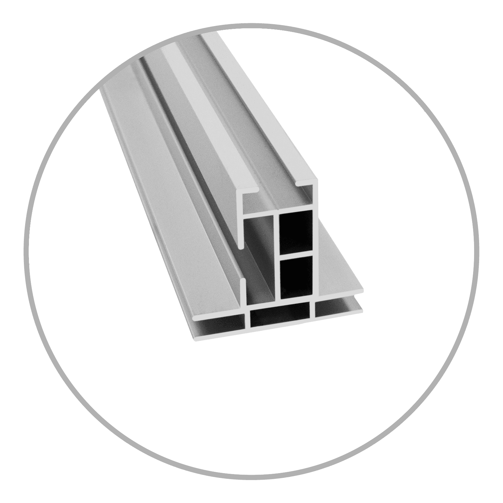 Easyframe Profil 44 Double Silber Easyframe Profil 44 Double in Silber, Aluminium-Profil mit rechteckiger Form und mehreren Kammern.