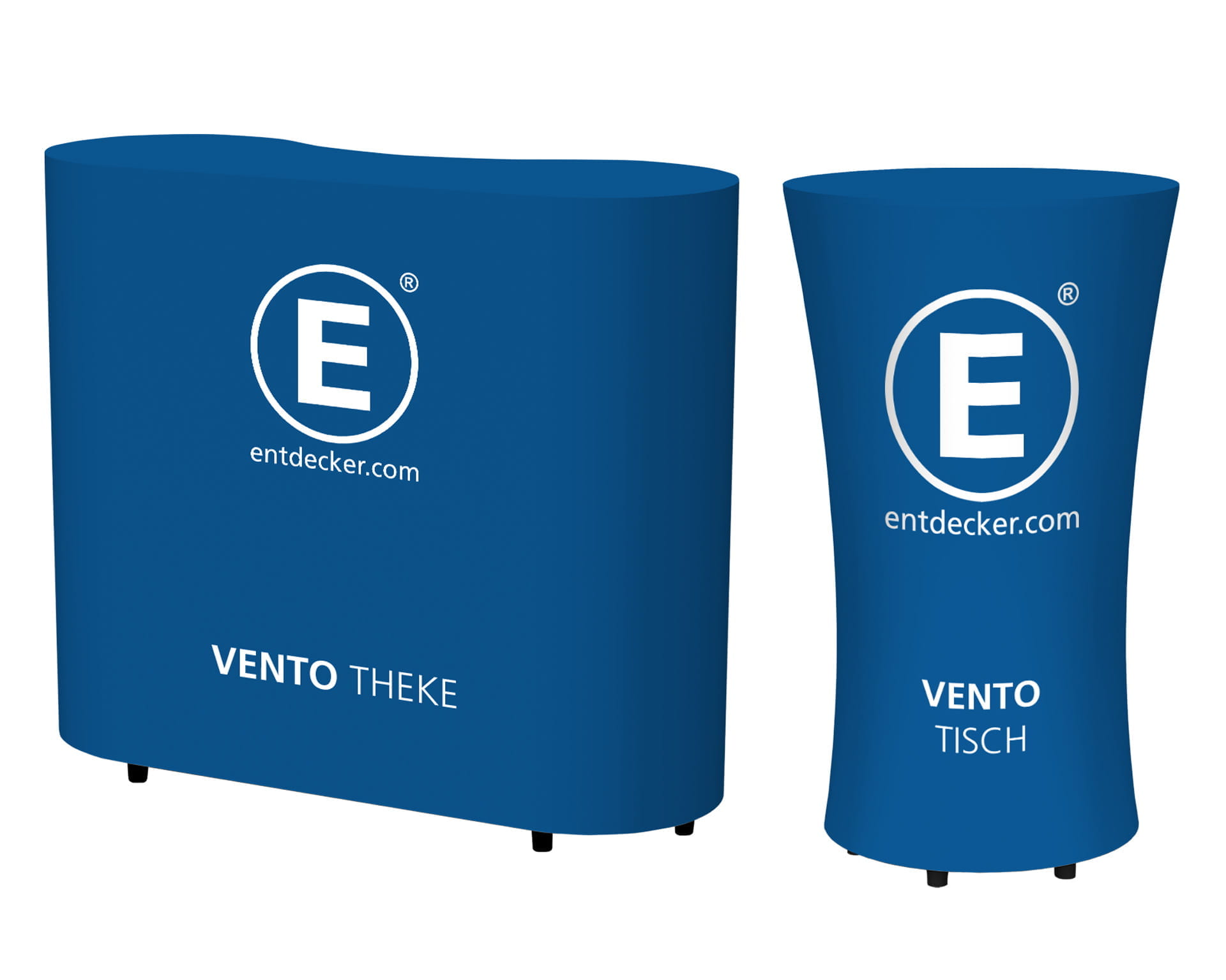Aufblasbare Theke und Tisch Vento Aufblasbare Theke und Tisch Vento in Blau mit dem Logo von ENTDECKER.