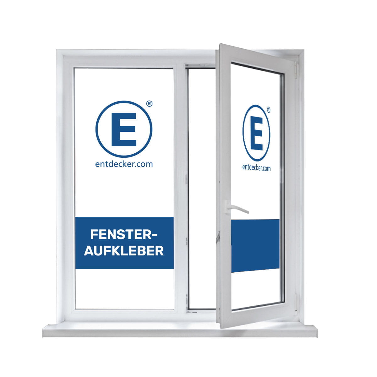 Fensteraufkleber bedruckt Sale Schaufenster mit zwei Schaufensterpuppen in Kleidern. Aufkleber SALE SALE in Rot, Preise ab 10€ für Hosen und ab 15€ für Kleider.