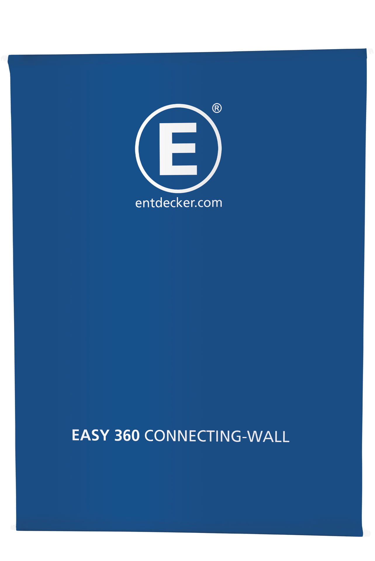 Messesystem Messewand Easy360 Messesystem Messewand Easy360 in Blau mit dem Schriftzug EASY360 CONNECTING-WALL LARGE DS und dem Logo von ENTDECKER.