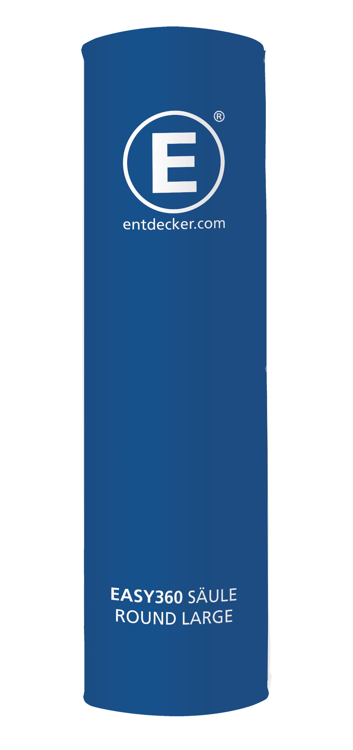 Easy 260 Säule rund Large Runde Messetheke Easy 260 Säule rund Large in Blau mit dem Logo von ENTDECKER.