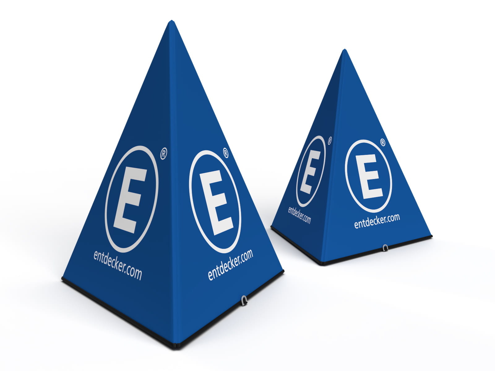 Faltbarer Aufsteller Pyramide zusammenklappbar Faltbarer Aufsteller Pyramide zusammenklappbar in zusammengeklapptem Zustand, mit buntem Design und Rabattangebot.