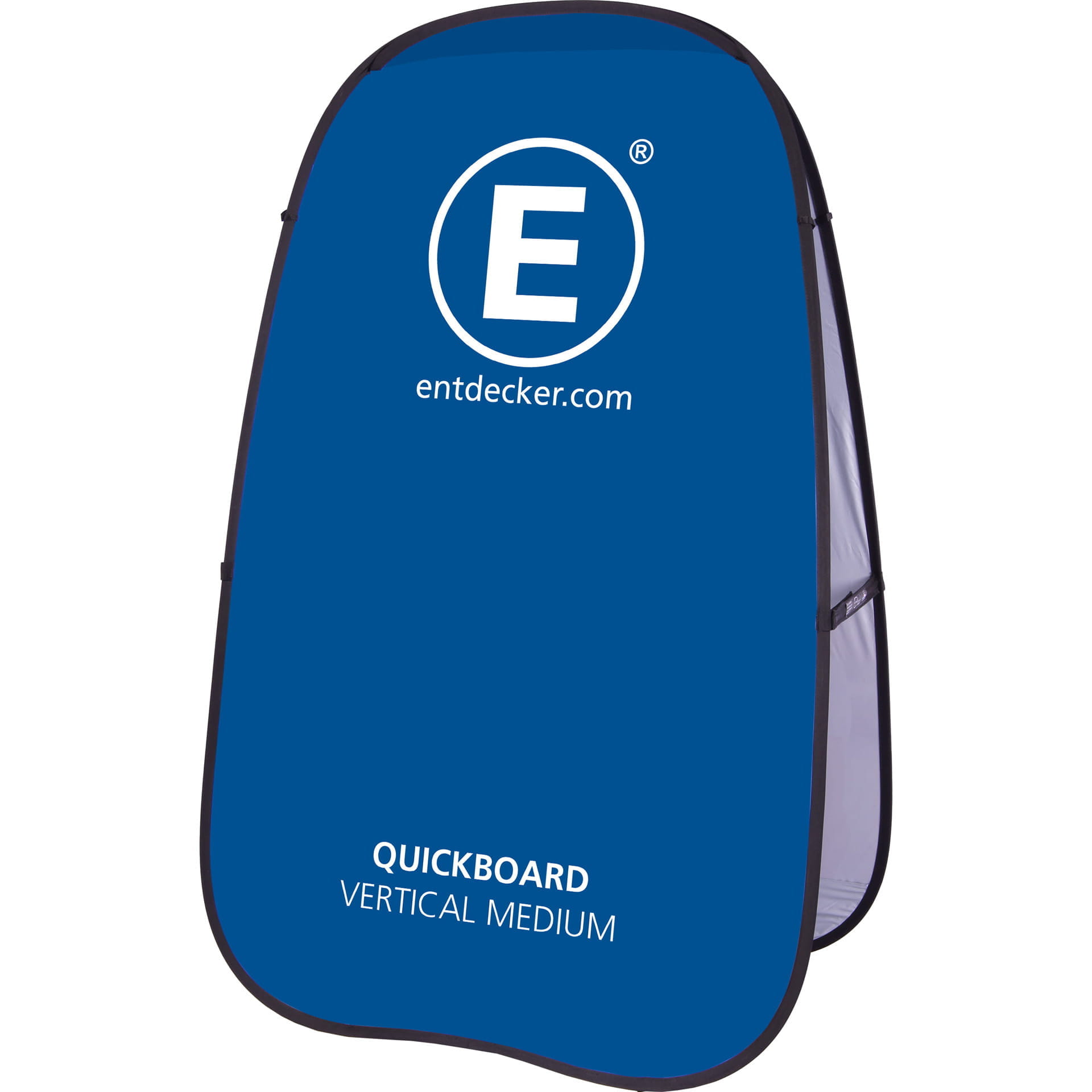 Quickboard Vertical Medium Werbebande Quickboard Vertical Medium von ENTDECKER, blau mit weißem Logo und Text.