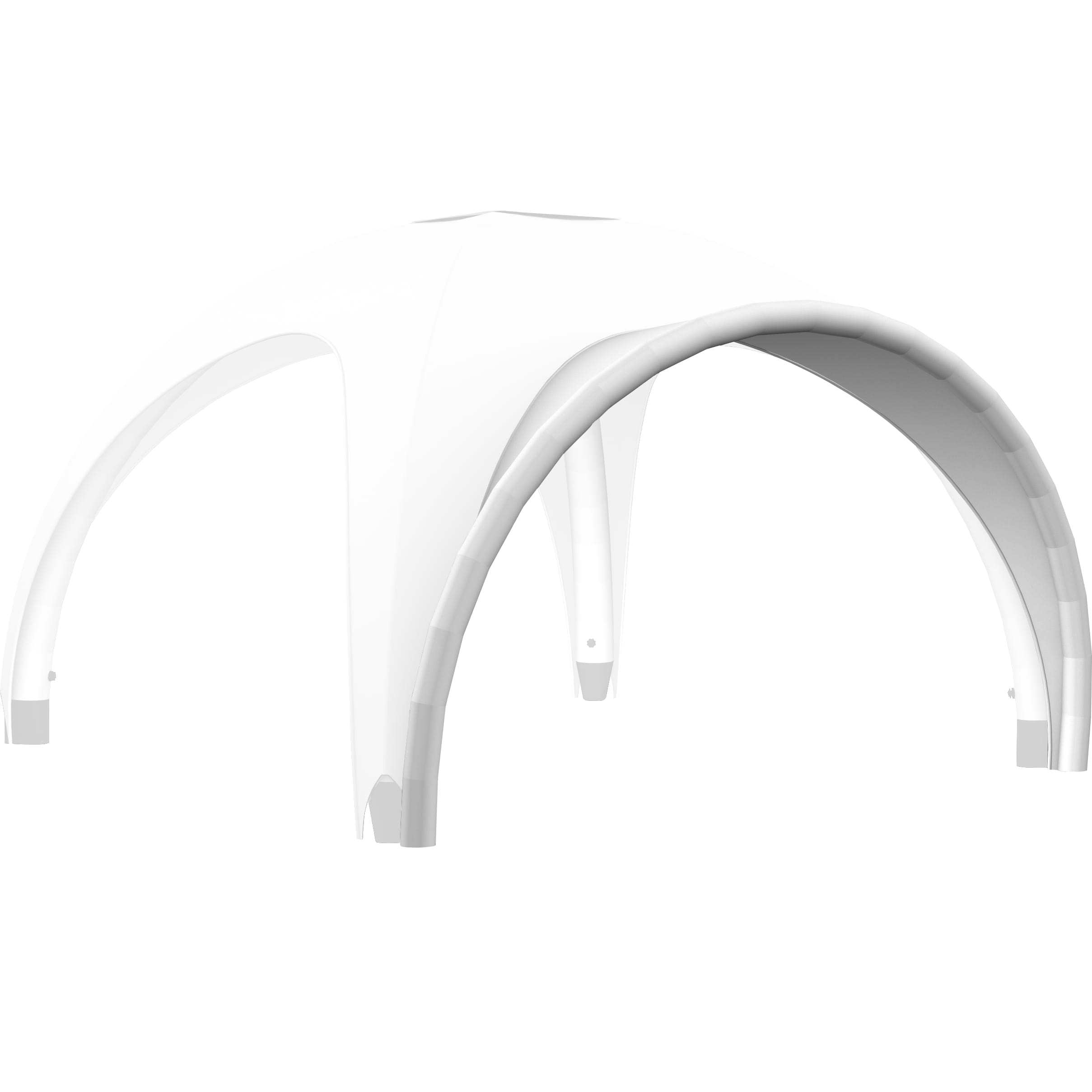 Vento Zelt Vordach 4m B1 Vento Zelt Vordach 4m B1, weißes, gewölbtes Dach mit vier Bögen, geeignet für Outdoor-Veranstaltungen.