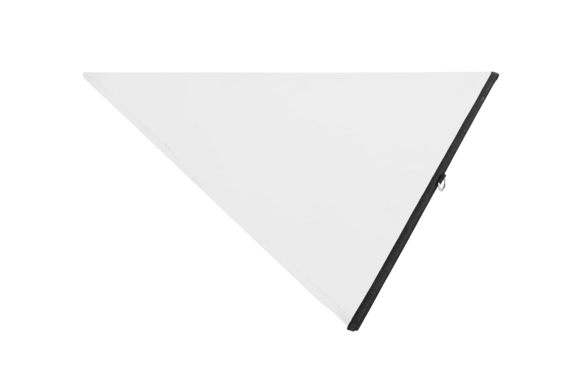 Faltbarer Aufsteller Pyramide wendbar Mann mit Brille und schwarzer Kappe hält einen faltbaren, wendbaren Aufsteller in Pyramidenform mit dem Logo Mitko.