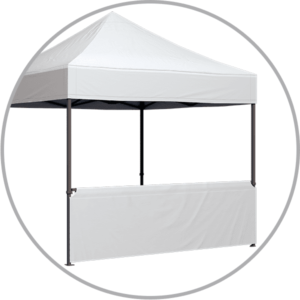 Faltzelt Wand Halb Faltzelt Wand Halb von ENTDECKER, weißes Zelt mit halbseitiger Wand, ideal für Veranstaltungen.