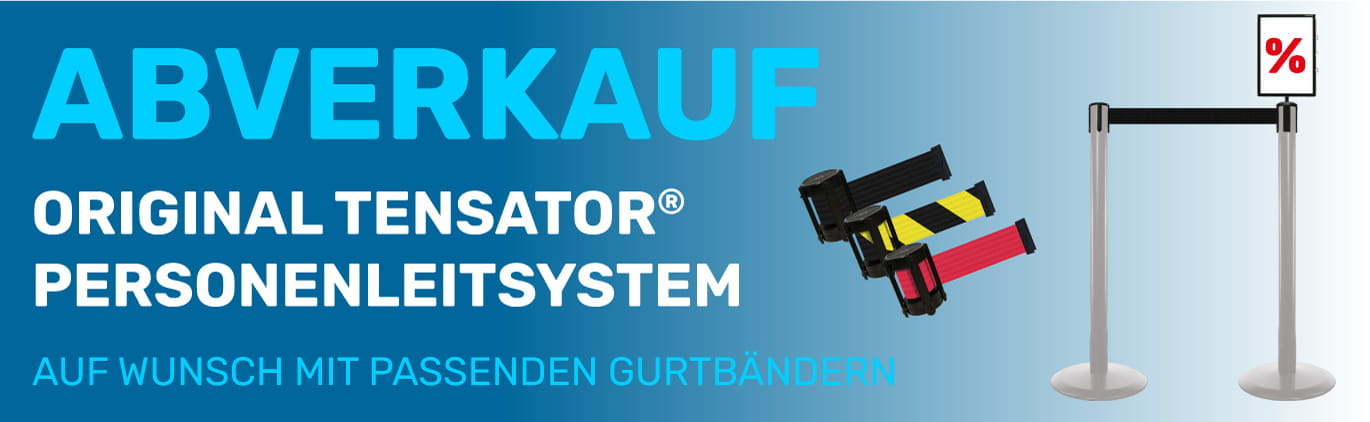 Tensator Personenleitsystem Abverkauf Tensator Personenleitsystem im Abverkauf, inklusive schwarze Ständer und farbige Gurtbänder.