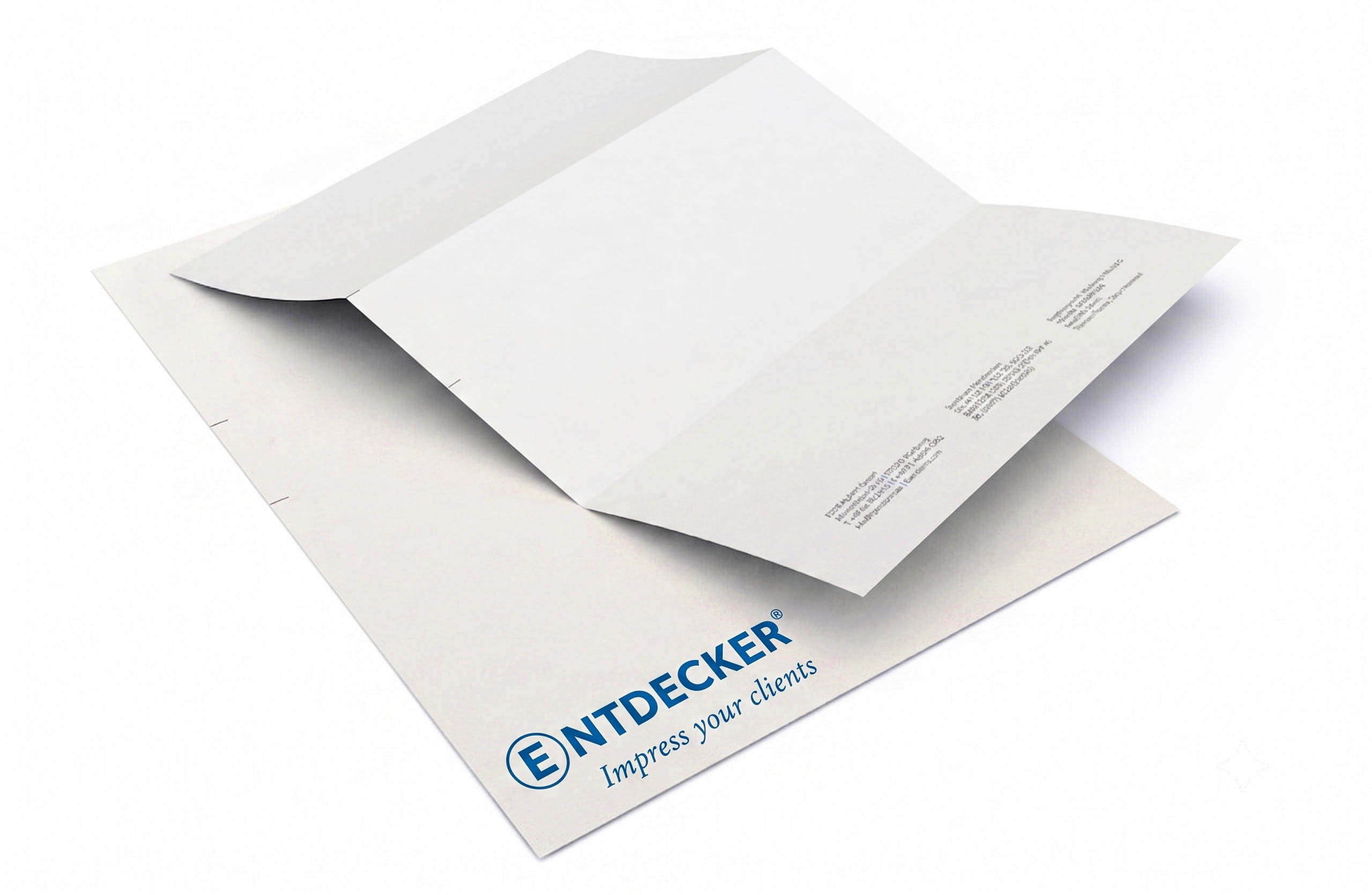 Briefpapier mit blauem Entdecker Logo