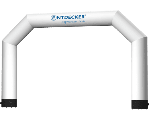 Torbogen bedruckt Vento Small Aufblasbare Wand Vento von ENTDECKER in Blau mit Logo und Produktname.