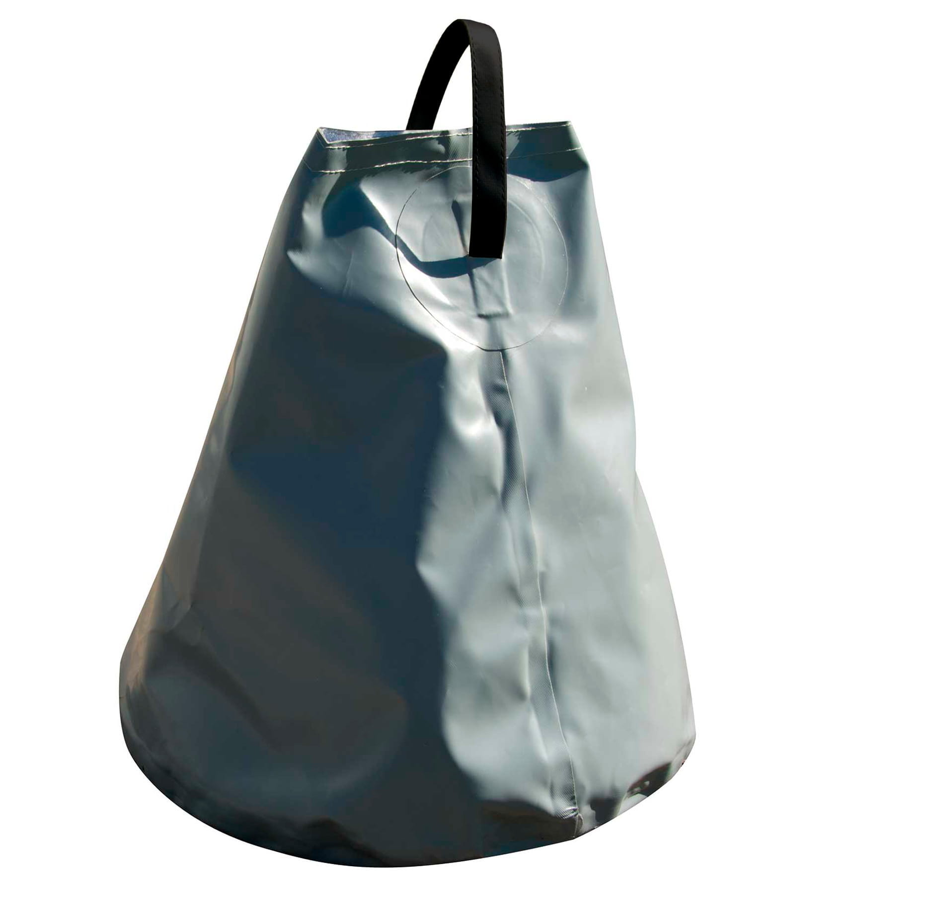 Wassersack für Faltzelte im Outdoor-Einsatz Wassersack zur Beschwerung von Faltzelten im Outdoor-Bereich, steht neben einem Tisch in einem Zelt mit Werbematerialien im Hintergrund.