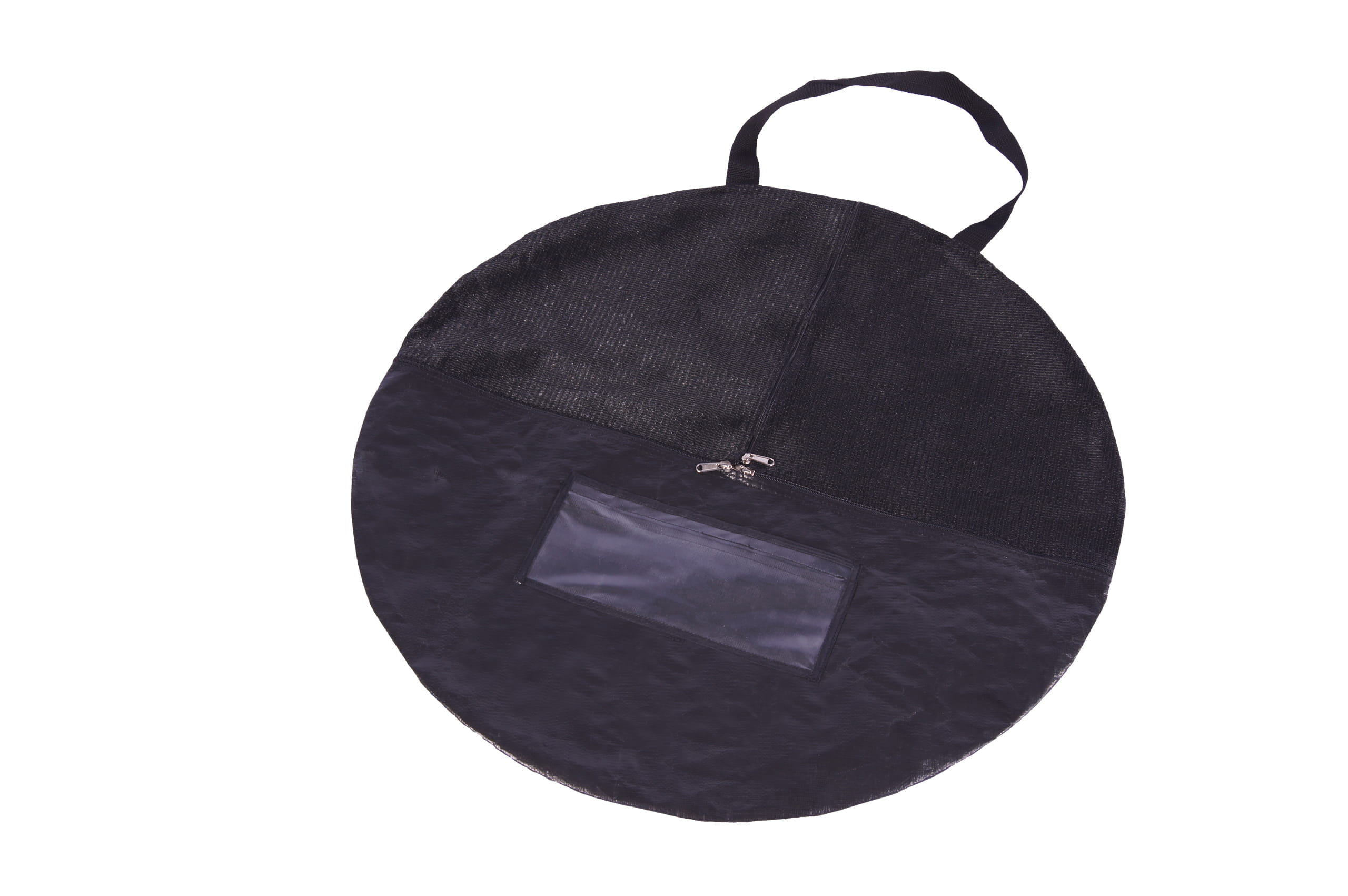 Easydisc Tasche Medium schwarz Runde schwarze Tasche mit Henkel und transparentem Sichtfenster, geeignet für Werbedisplays.