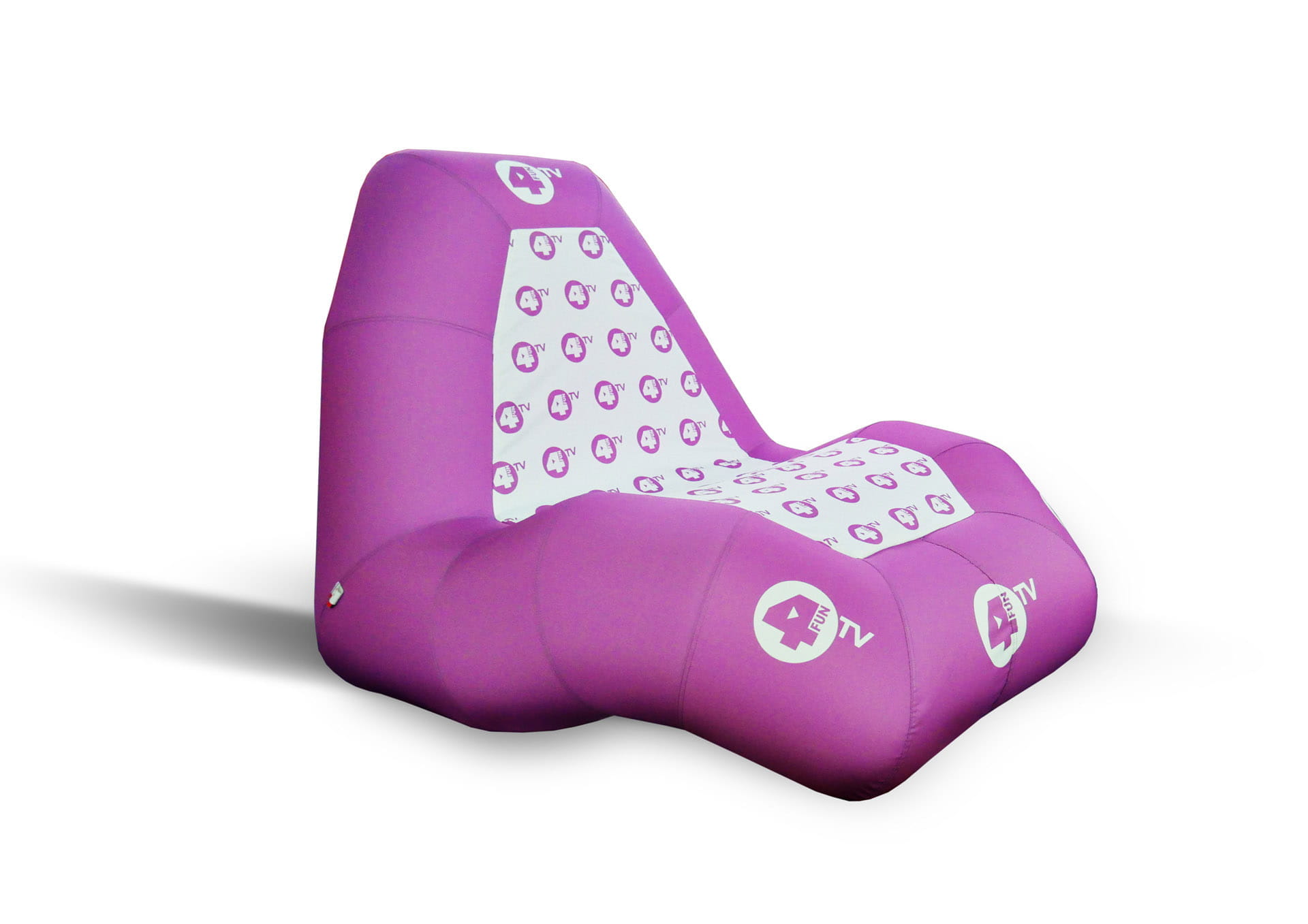 Aufblasbarer Stuhl Vento Outdoor Runder Deckenhänger Cylindrical von ENTDECKER in Blau mit weißem Logo und Text.