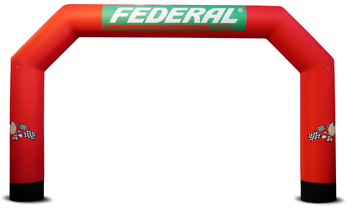 Vento Tor Federal Aufblasbarer Zielbogen 'Vento Tor Federal' in Rot mit dem Schriftzug 'FEDERAL' und zwei Rennflaggen-Motiven.