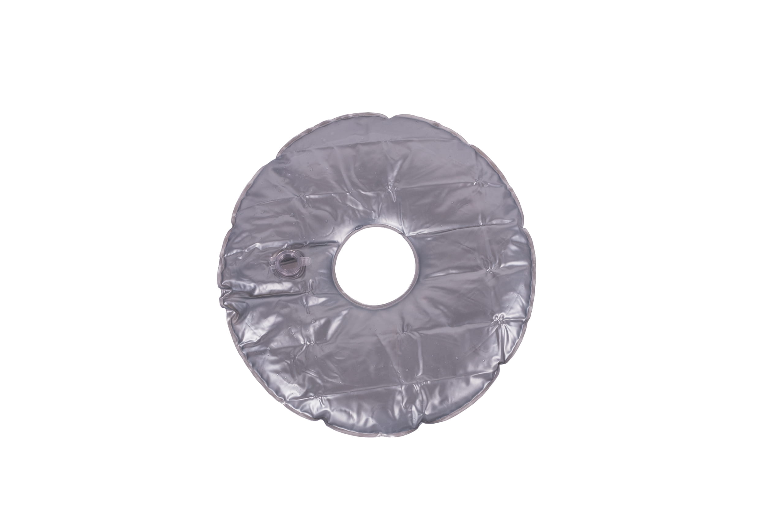 Wassersack universell silber Universeller silberner Wassersack mit rundem Design und einem Loch in der Mitte.
