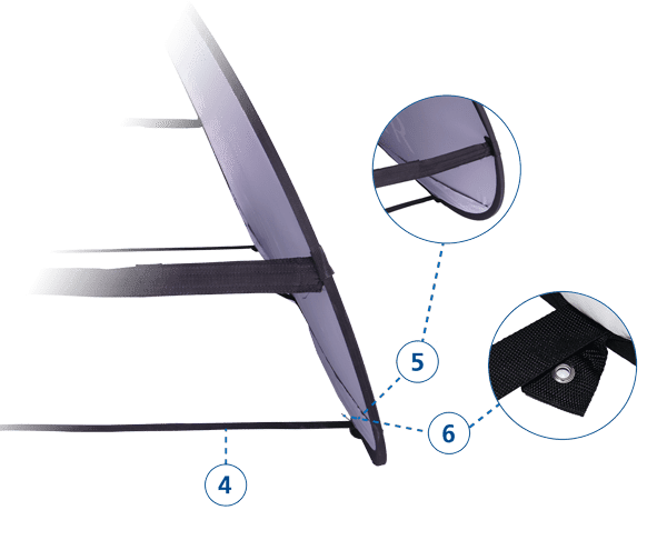 Detailansicht Quickboard Detailansicht des Quickboard mit Fokus auf die Kanten und Befestigungselemente.