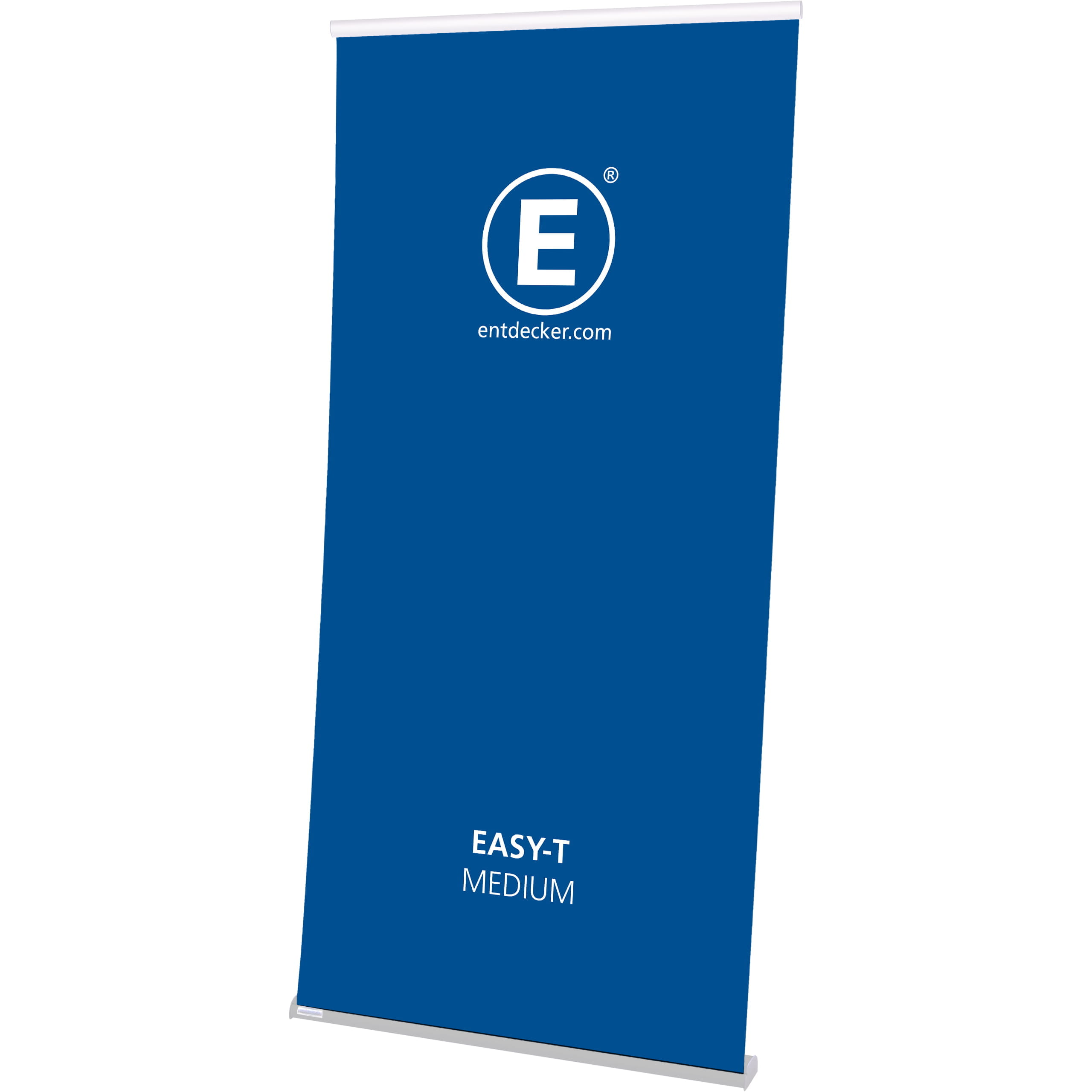 Easy T Set Medium Rollup-Banner EASY-T MEDIUM in Blau mit Logo von ENTDECKER.