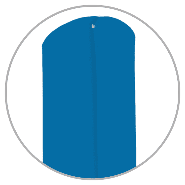 Easy 360 Detail Stoff Messestand Easy360 Round Large in blauer Farbe mit dem Logo von ENTDECKER.