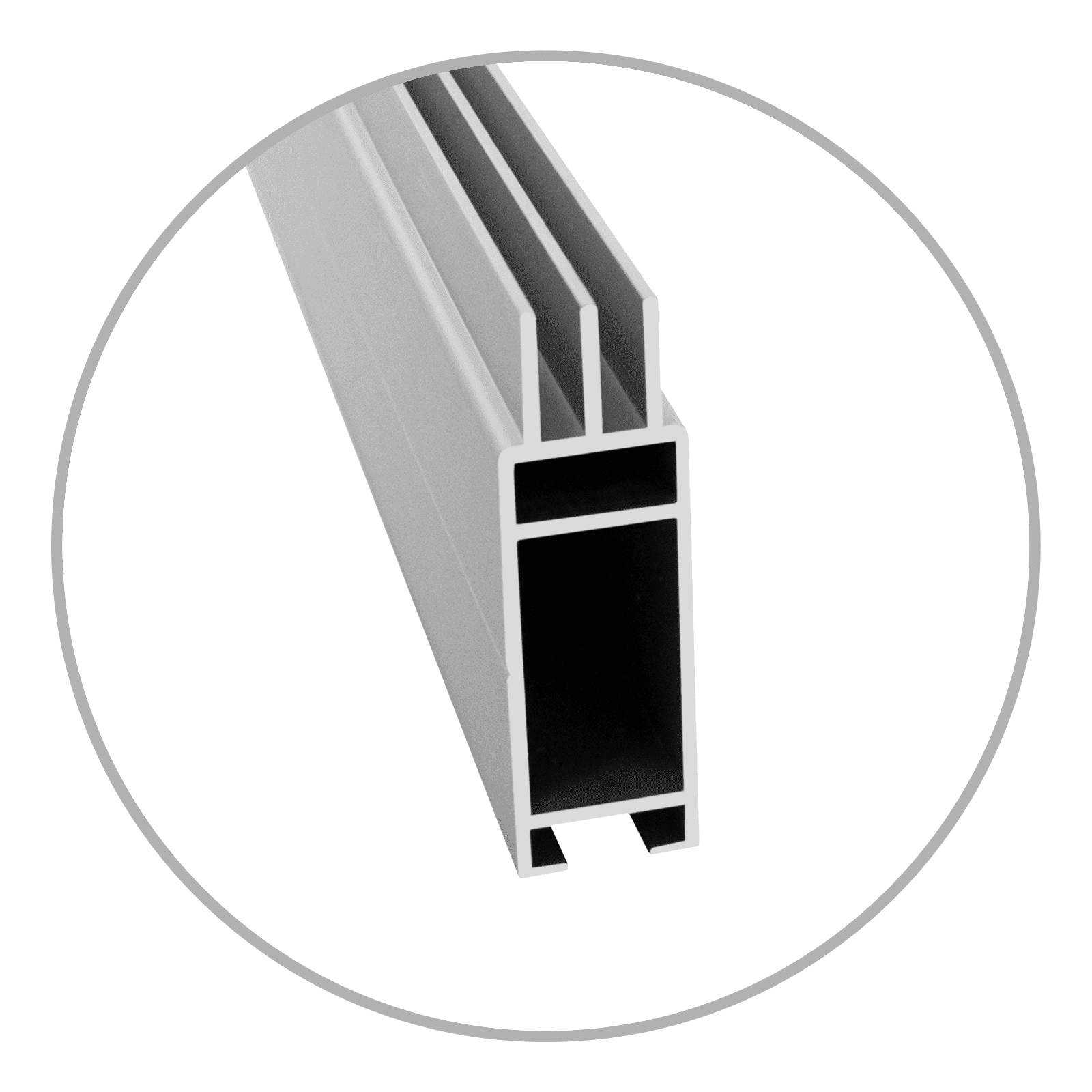 Easyframe Profil Cube Silber Silbernes Aluminium-Profil mit quadratischem Querschnitt, geeignet für Rahmenkonstruktionen.